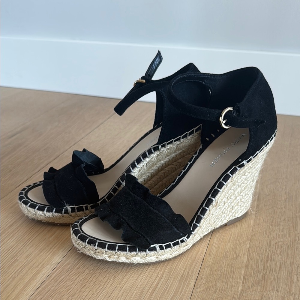 Black Wedge Espadrille Sandals